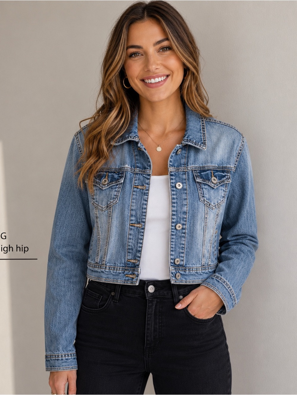 Maurices Cropped Denim Jacket Womens Size L Blue Medium Wash Distressed Soft